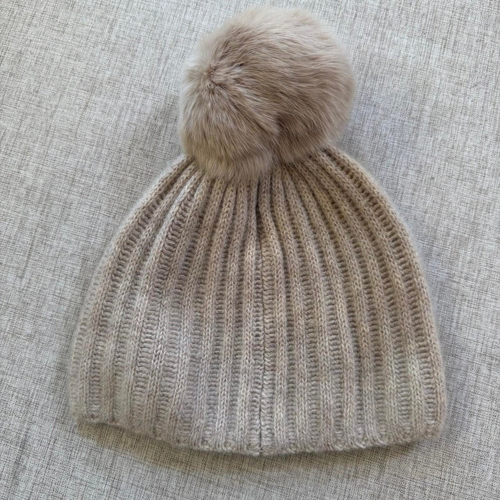 Restoration Hardware 100% Cashmere Pom Pom baby infant hat unisex